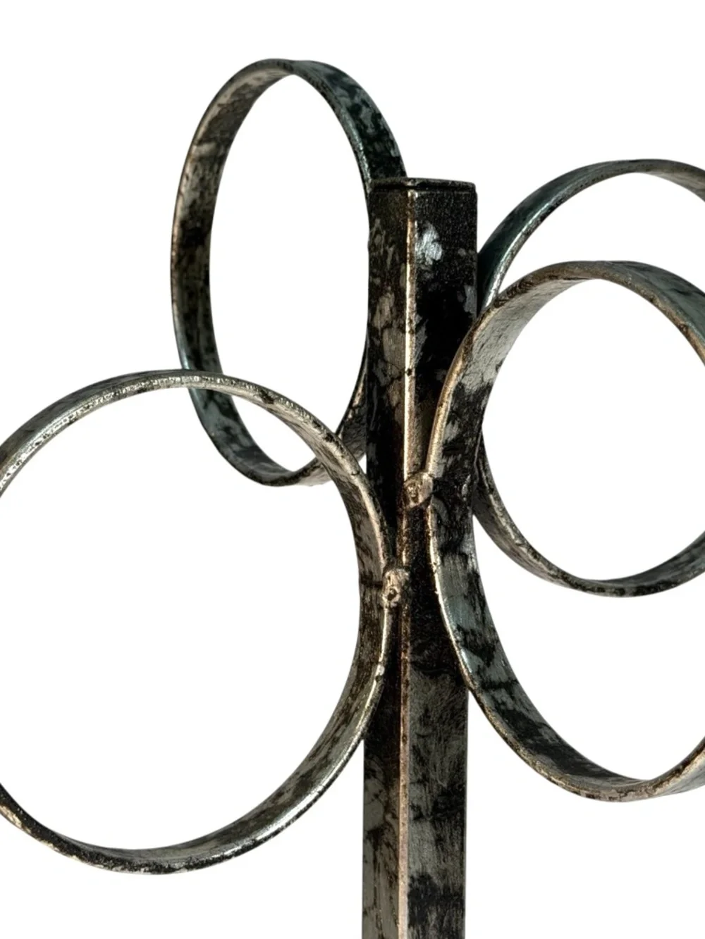 Vintage Silver Metal Guest Towel Holder 4 Rings H'wood Regency, Florentine